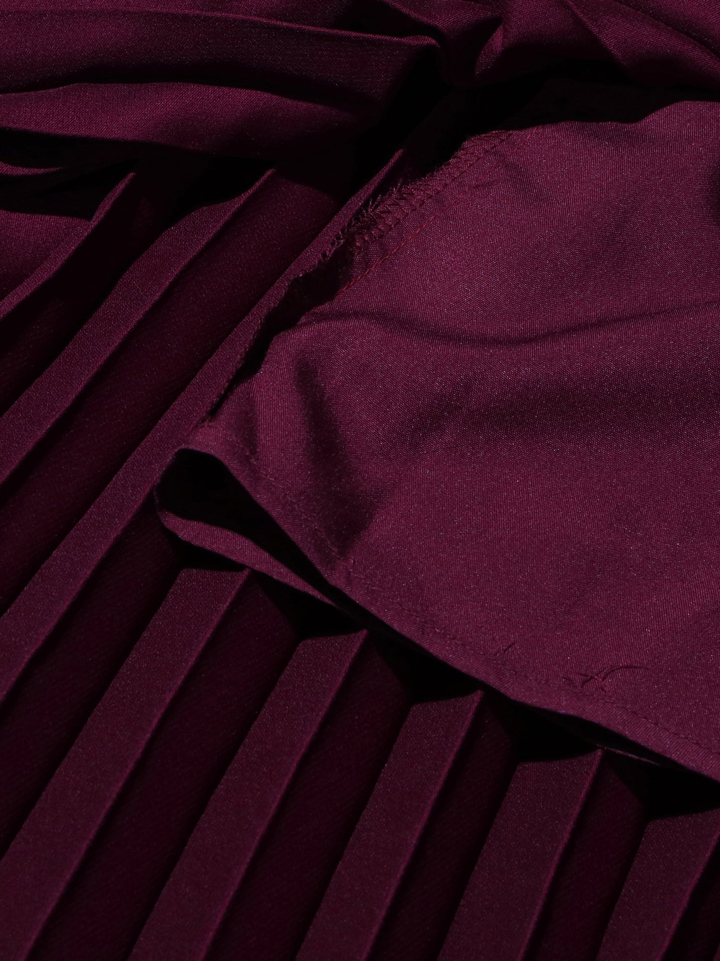 Elegant Burgundy Embroidered Jacket and Pleated Skirt Suit - SISPELL