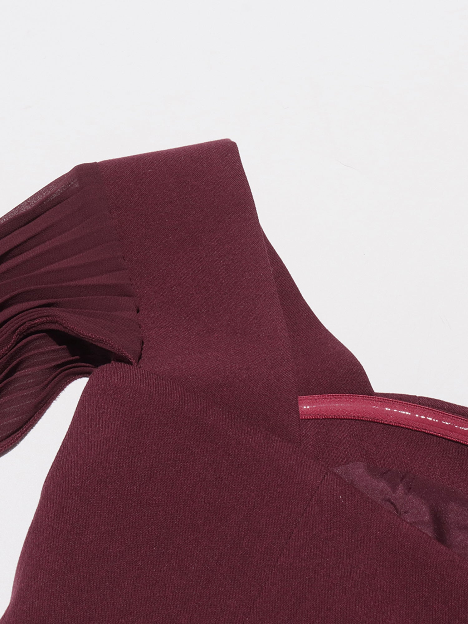 Elegant Burgundy Off - the - Shoulder Top and Pleated Skirt Set - SISPELL