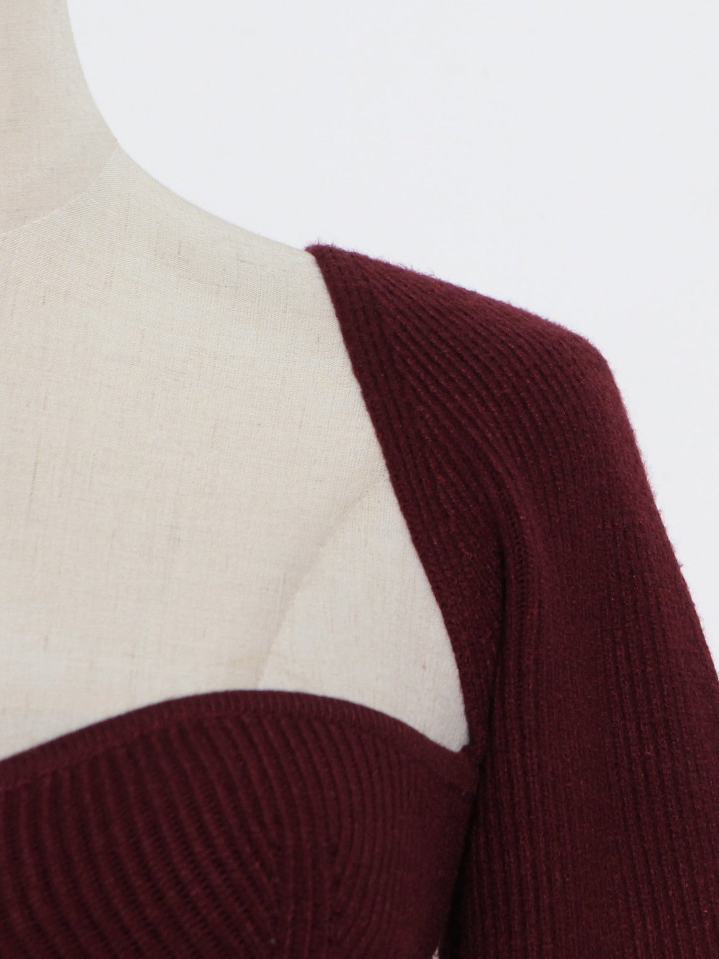 Elegant Burgundy Sweetheart Neckline Long - Sleeve Top - SISPELL