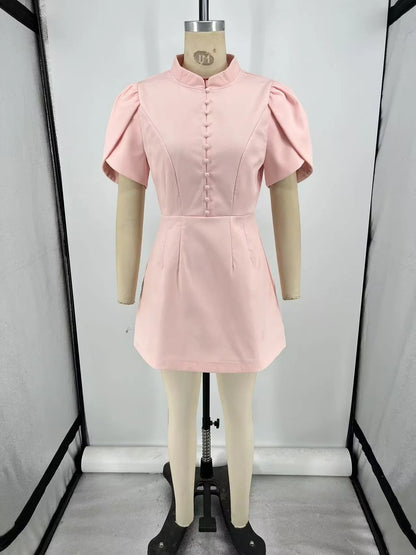 Elegant Chic Solid Short Dress - SISPELL