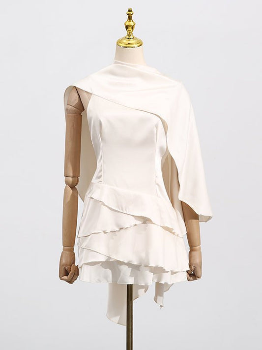 Elegant Chic Solid Short Dress - SISPELL