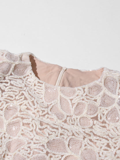 Elegant Cream Lace Long - Sleeve Maxi Dress - SISPELL