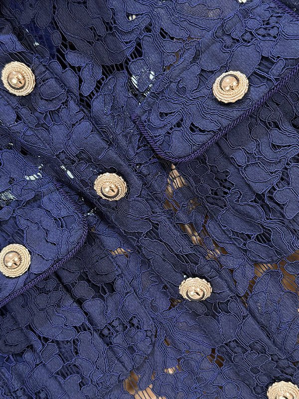 Elegant Lace Hit Color Midi Dress - SISPELL