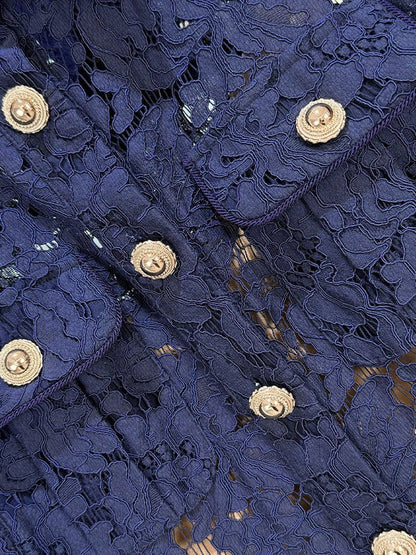 Elegant Lace Hit Color Midi Dress - SISPELL