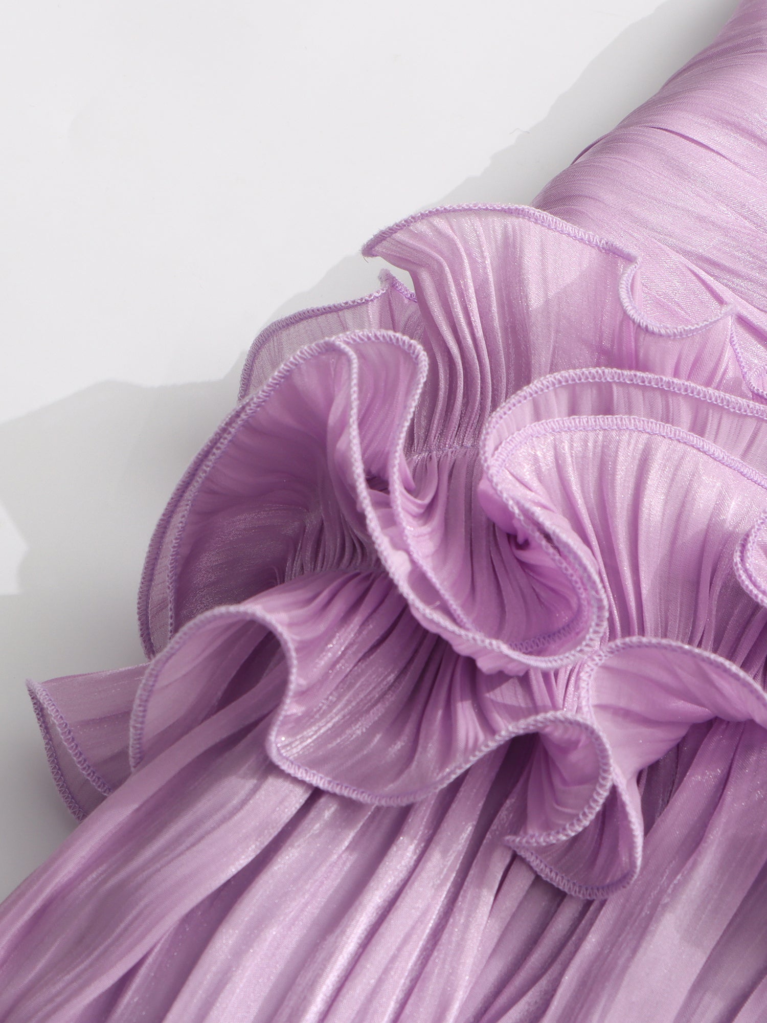 Elegant Lavender Strapless Maxi Dress with Ruffled Detail - SISPELL