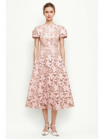 Elegant Patchwork Flower Midi Dress - SISPELL