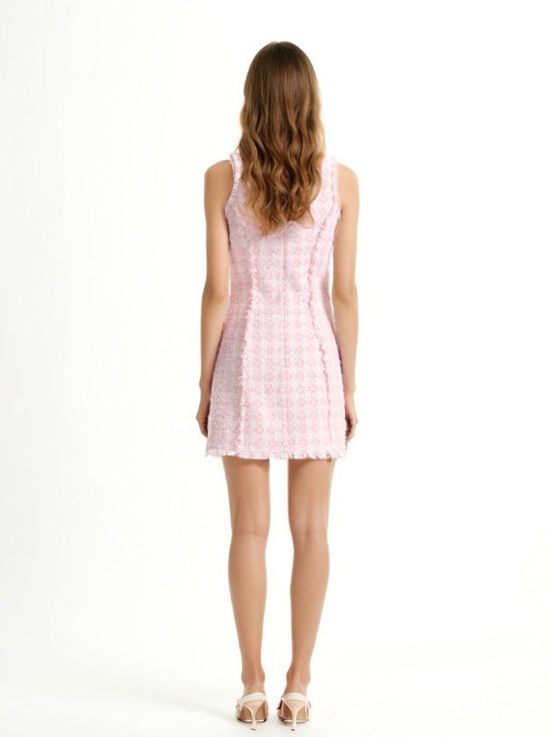 Elegant Solid Patchwork Short Dress - SISPELL