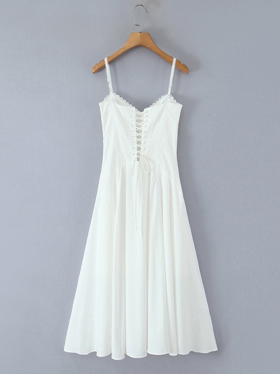 Elegant Strap Pleated Midi Dress - SISPELL