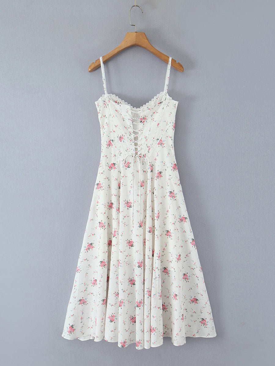 Elegant Strap Pleated Midi Dress - SISPELL