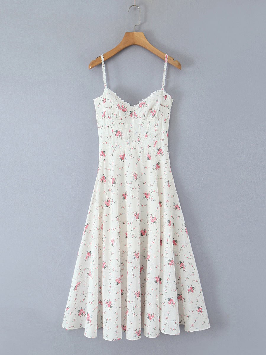 Elegant Strap Pleated Midi Dress - SISPELL