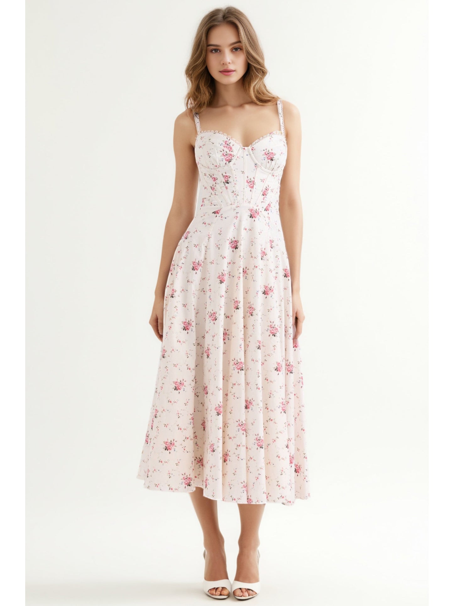 Elegant Strap Pleated Midi Dress - SISPELL