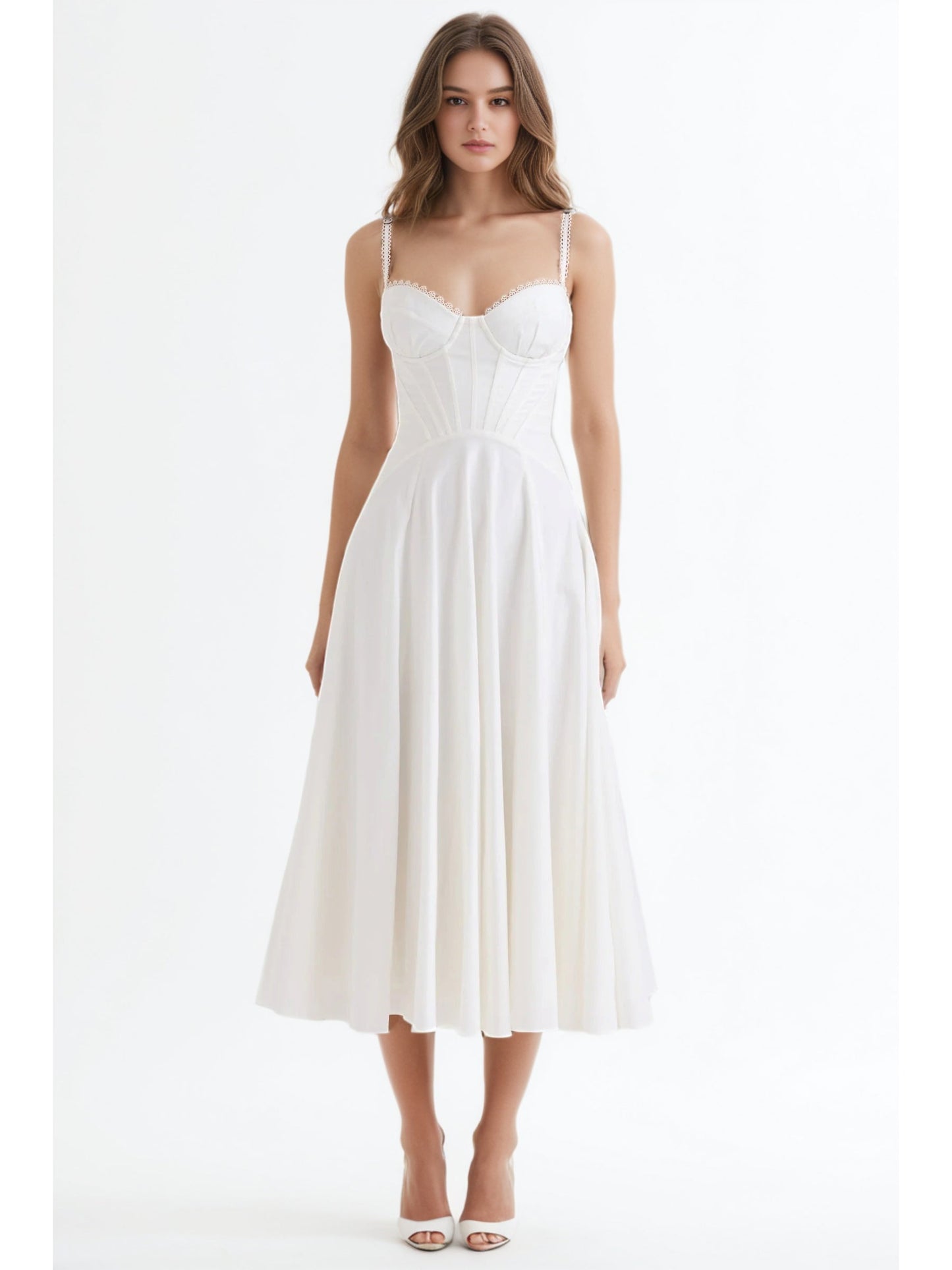Elegant Strap Pleated Midi Dress - SISPELL