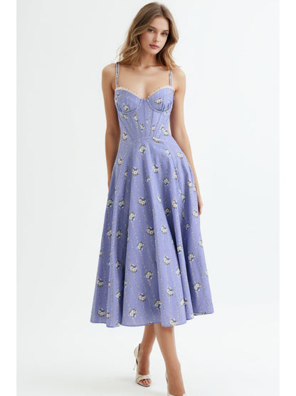 Elegant Strap Pleated Midi Dress - SISPELL