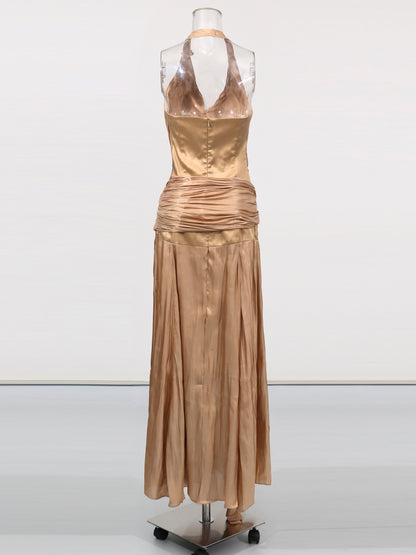 Elegant V - neck Sleeveless Long Dress - SISPELL