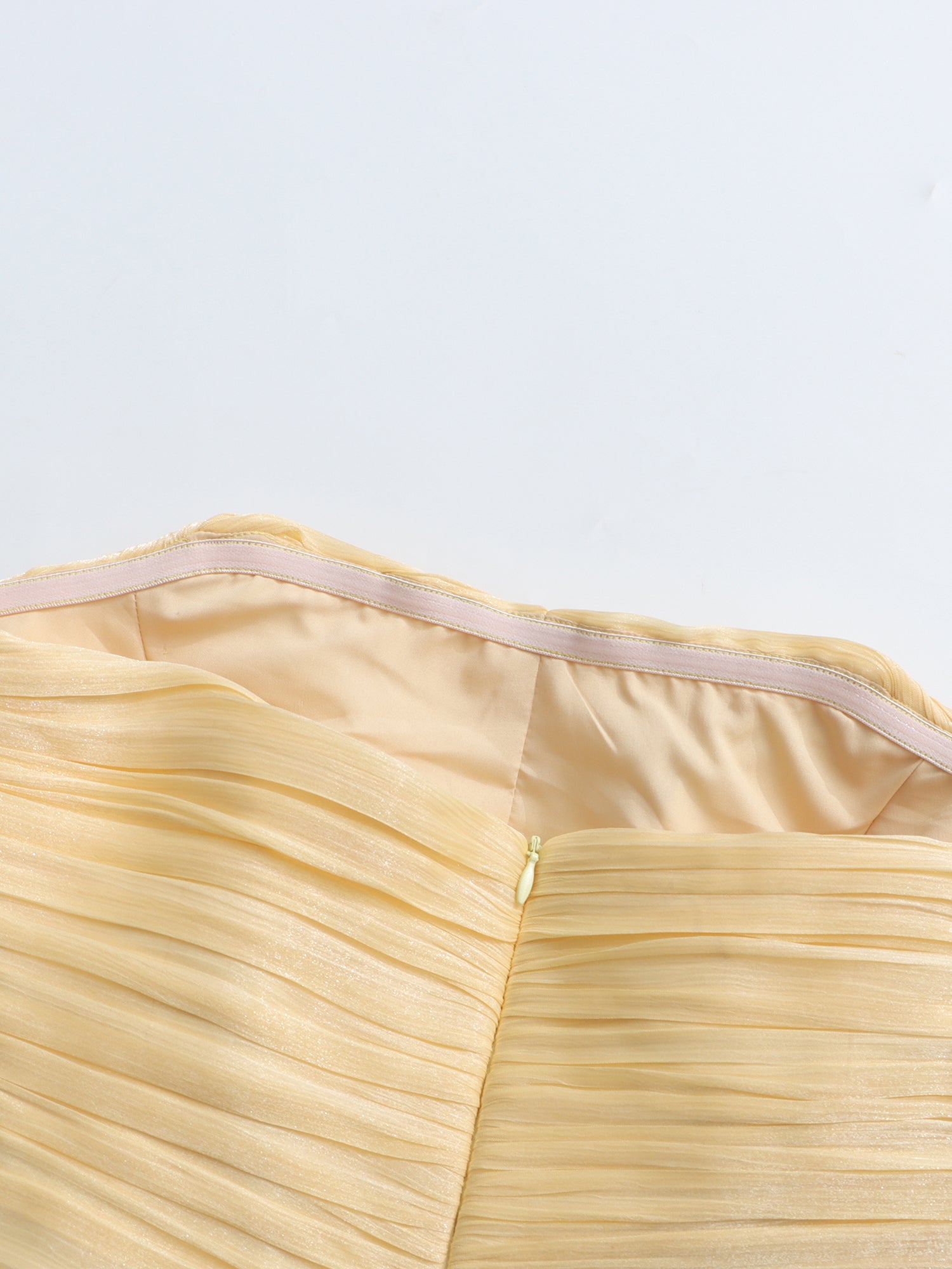 Elegant Yellow Strapless Maxi Dress with Ruffled Detail - SISPELL