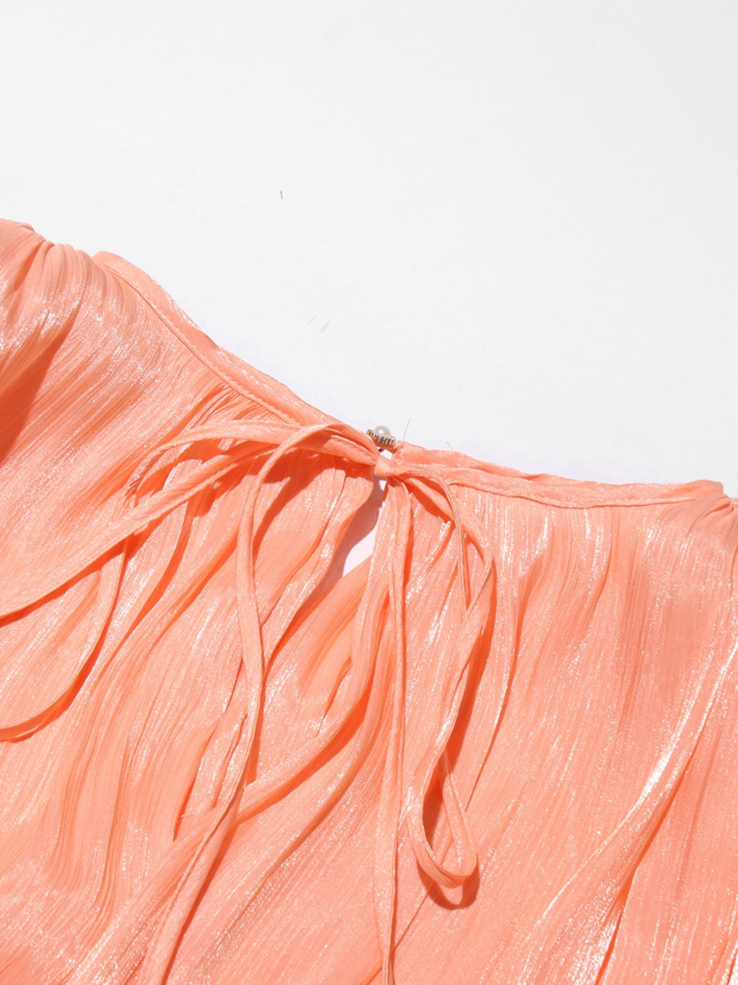 Enchanting Light Orange Tie - Neck Wrap Mini Dress - SISPELL