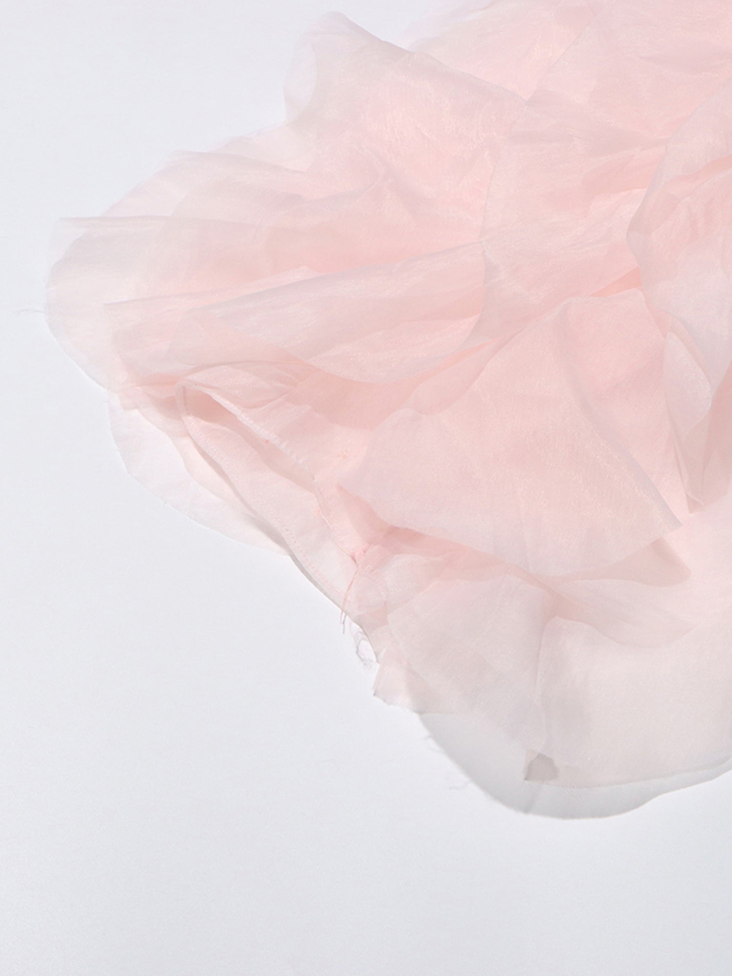 Enchanting Pink Ruffled Organza Crop Top - SISPELL