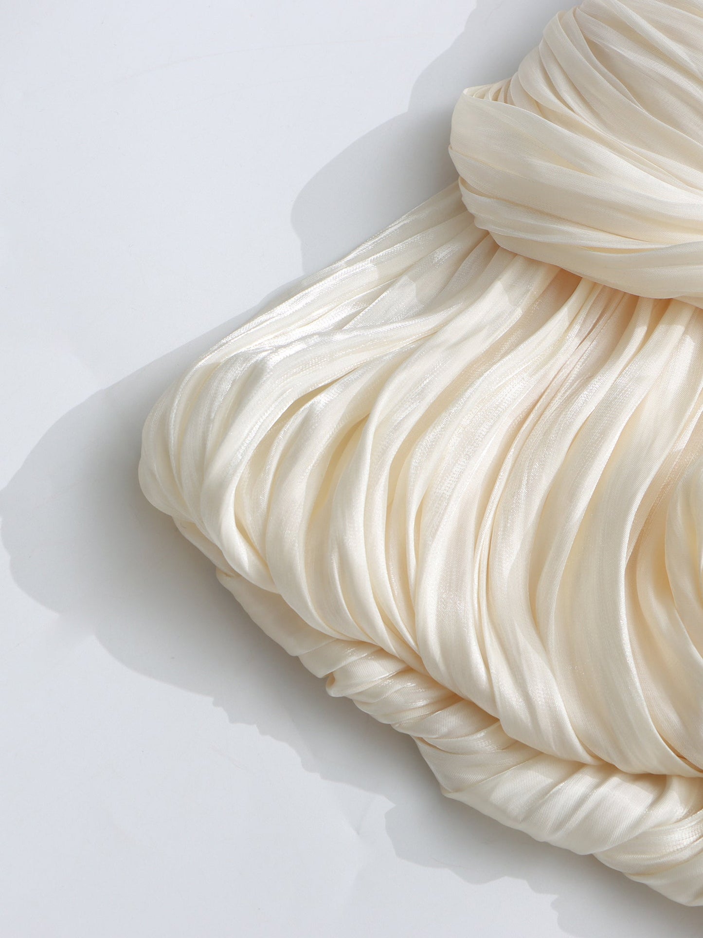 Ethereal Ivory Draped Asymmetric Mini Dress with Sash - SISPELL