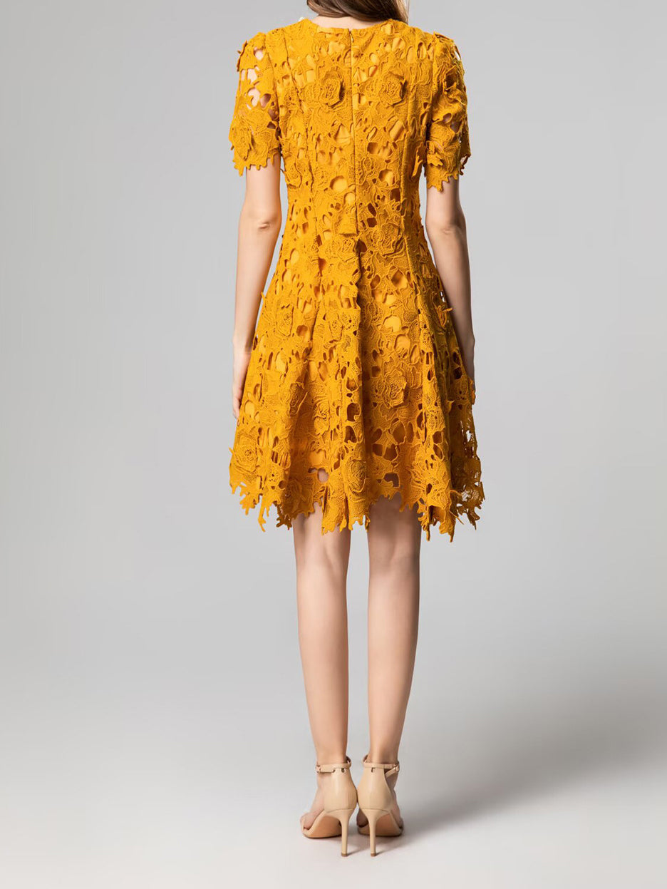 Lace Patchwork Diamonds Short Dress