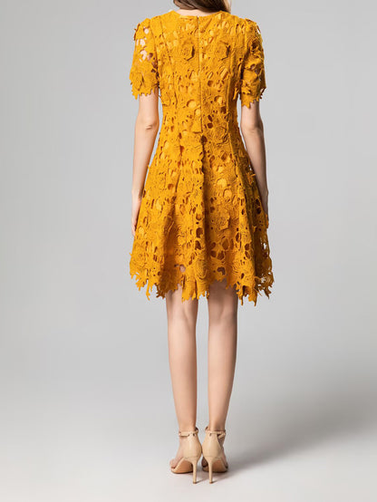 Lace Patchwork Diamonds Short Dress