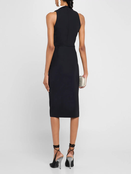 Hit Color Sleeveless Midi Dress