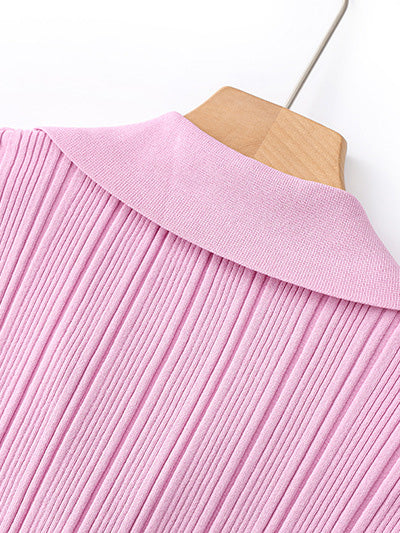 Temperament Knit Lapel Short Dress