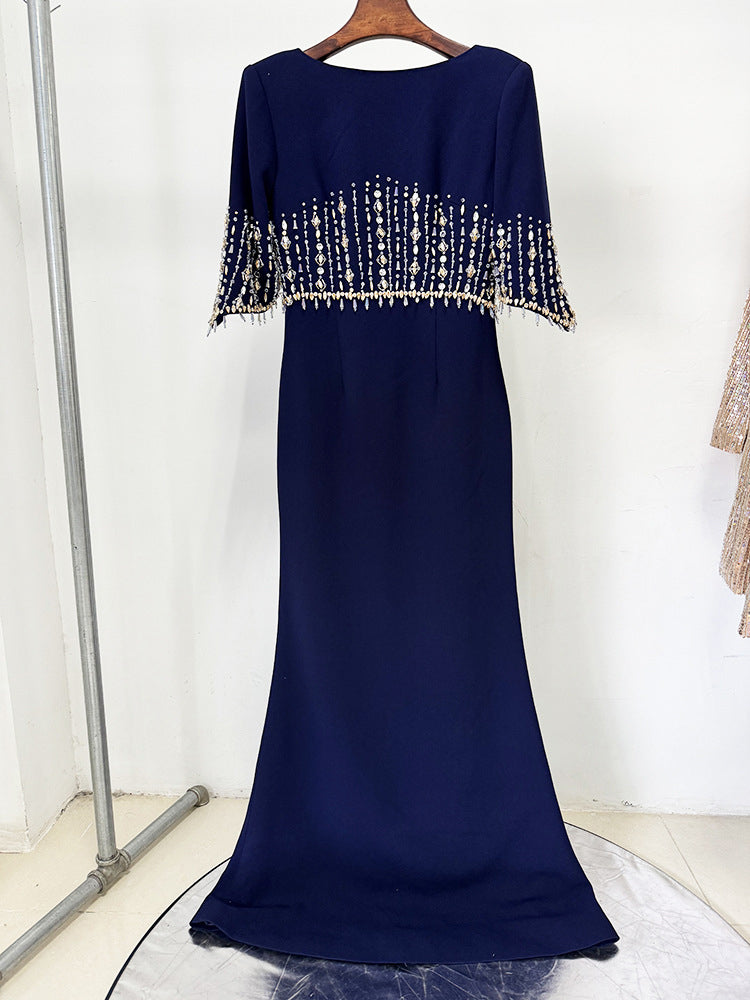 Elegant Patchwork Diamonds Long Dress