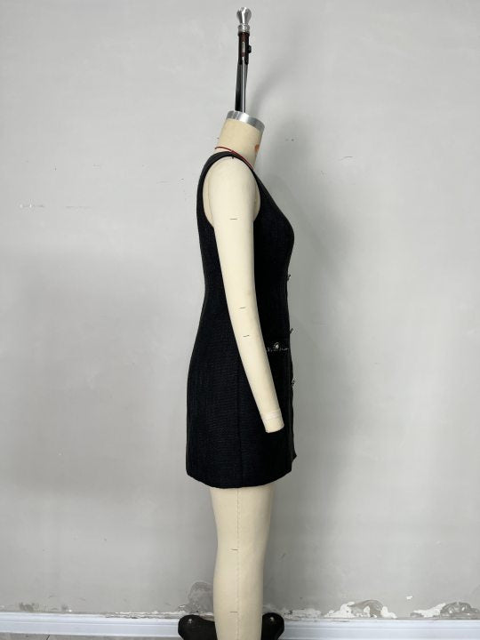 Elegant Solid Sleeveless Short Dress