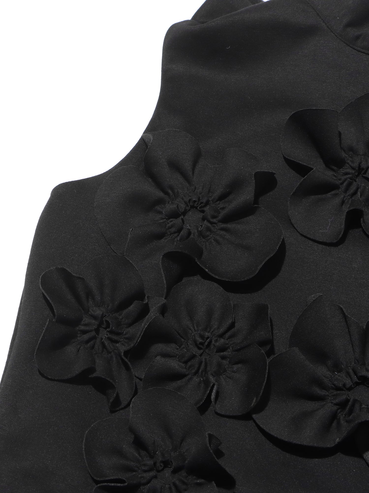 Glamorous Black Maxi Dress with 3D Floral Appliqués - SISPELL