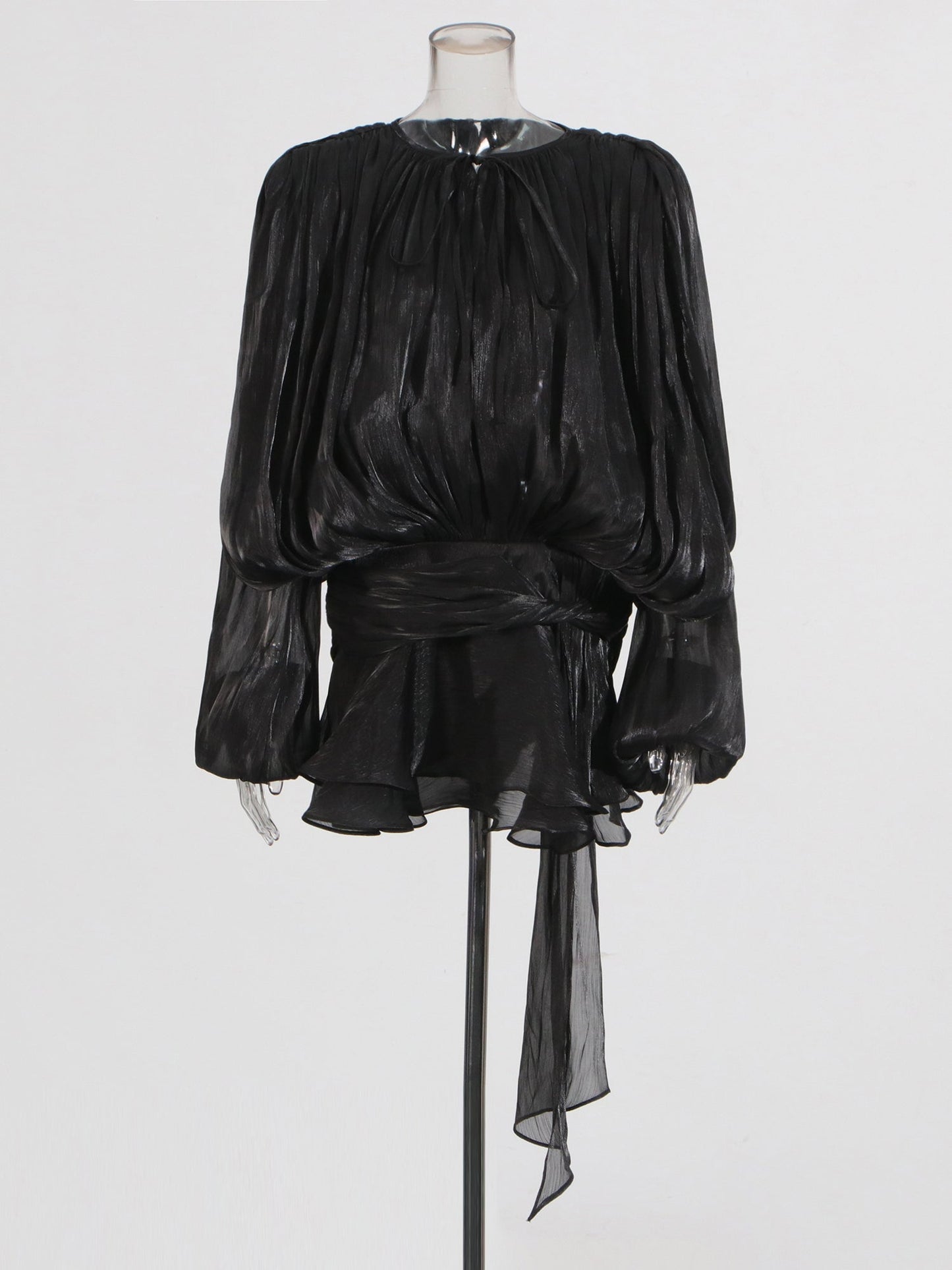 Glamorous Black Tie - Neck Wrap Mini Dress - SISPELL