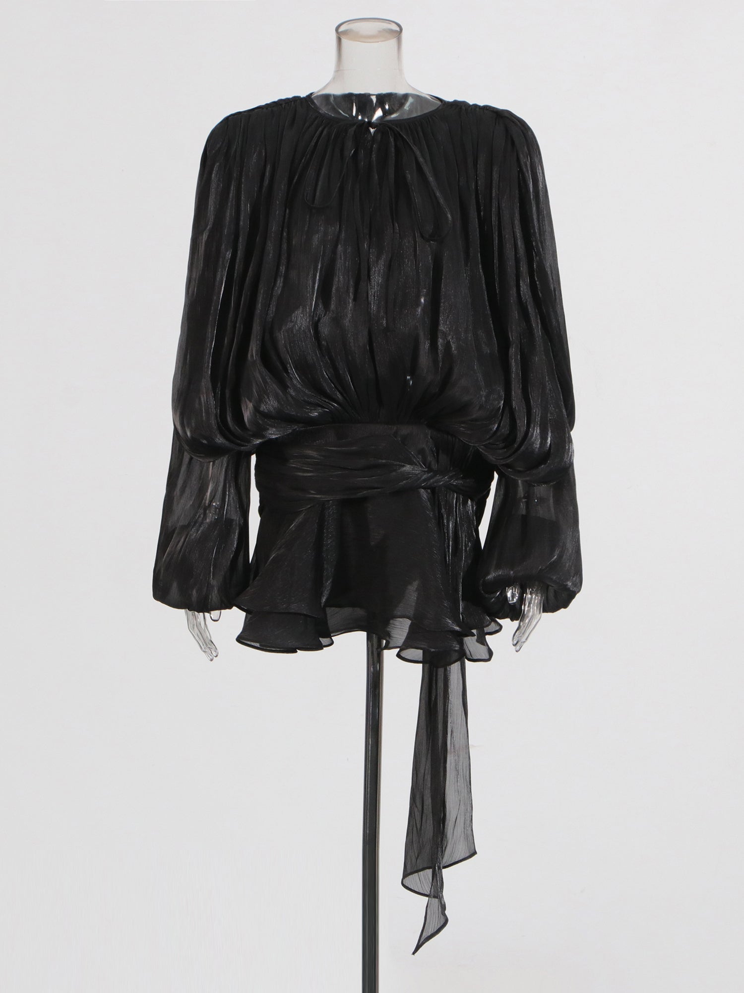 Glamorous Black Tie - Neck Wrap Mini Dress - SISPELL