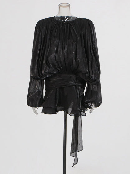 Glamorous Black Tie - Neck Wrap Mini Dress - SISPELL