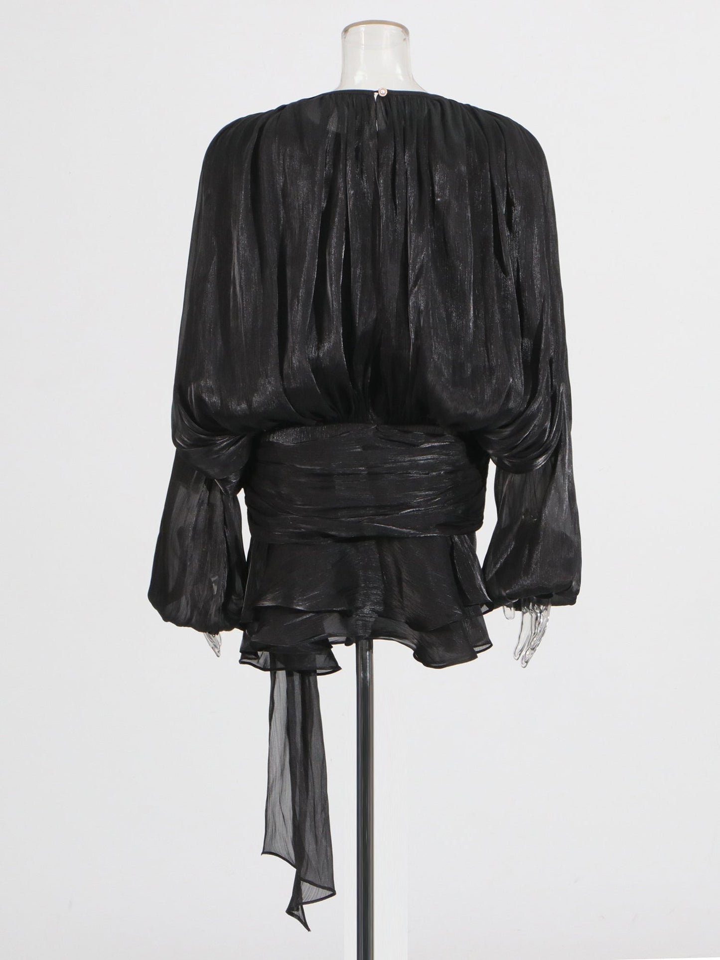 Glamorous Black Tie - Neck Wrap Mini Dress - SISPELL