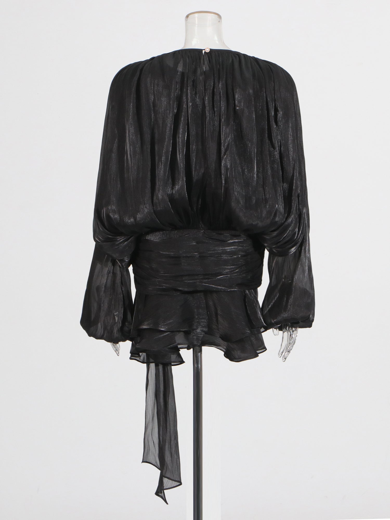 Glamorous Black Tie - Neck Wrap Mini Dress - SISPELL