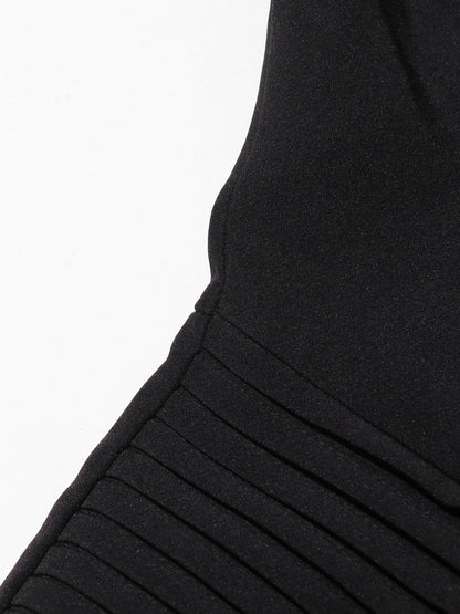 Glamorous One - Shoulder Pleated Black Maxi Dress - SISPELL