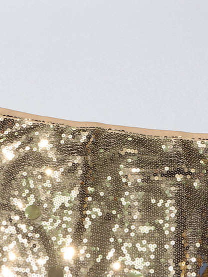 Gold Sequin Maxi Skirt with Glitter - SISPELL