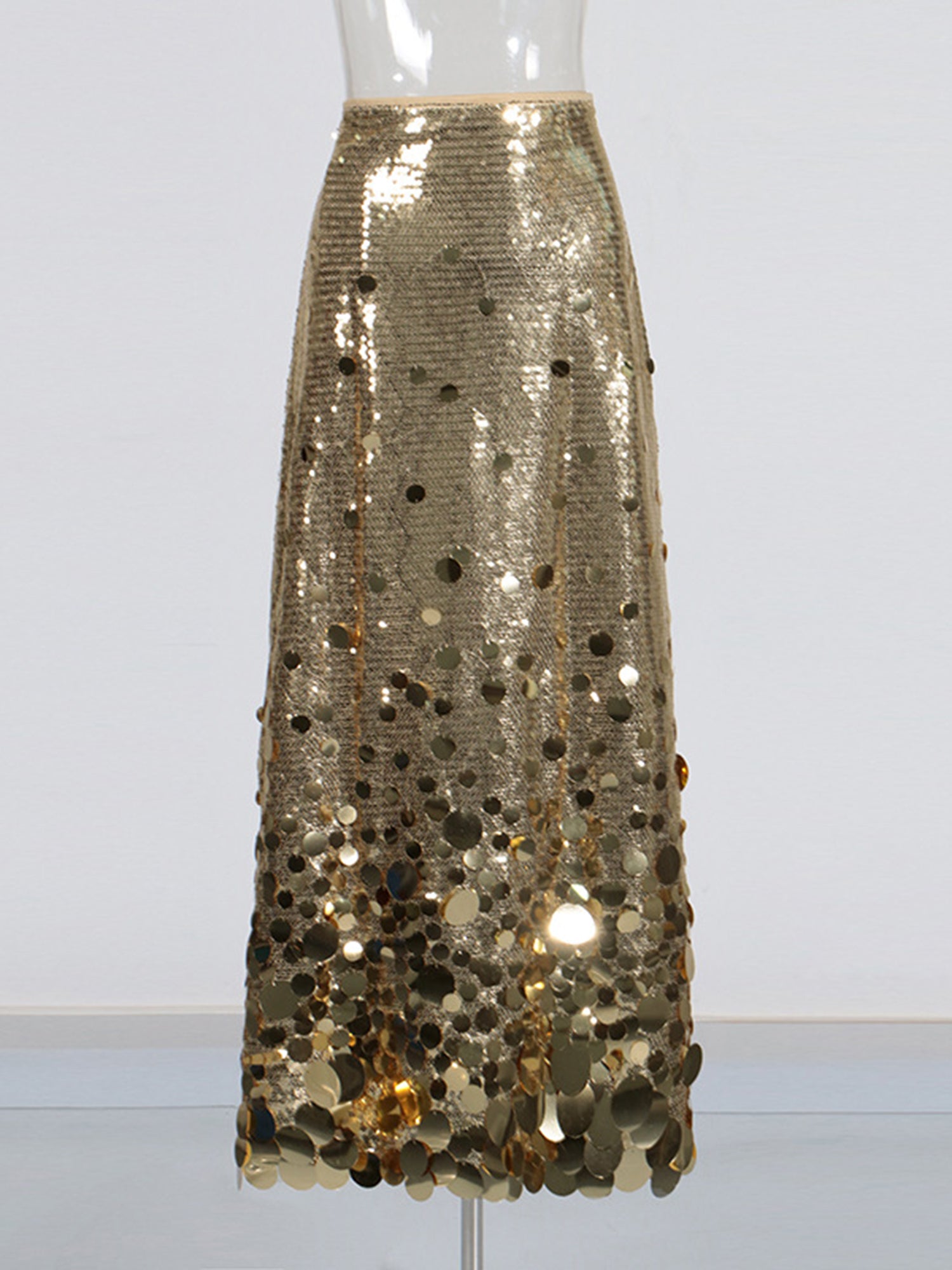 Gold Sequin Maxi Skirt with Glitter - SISPELL