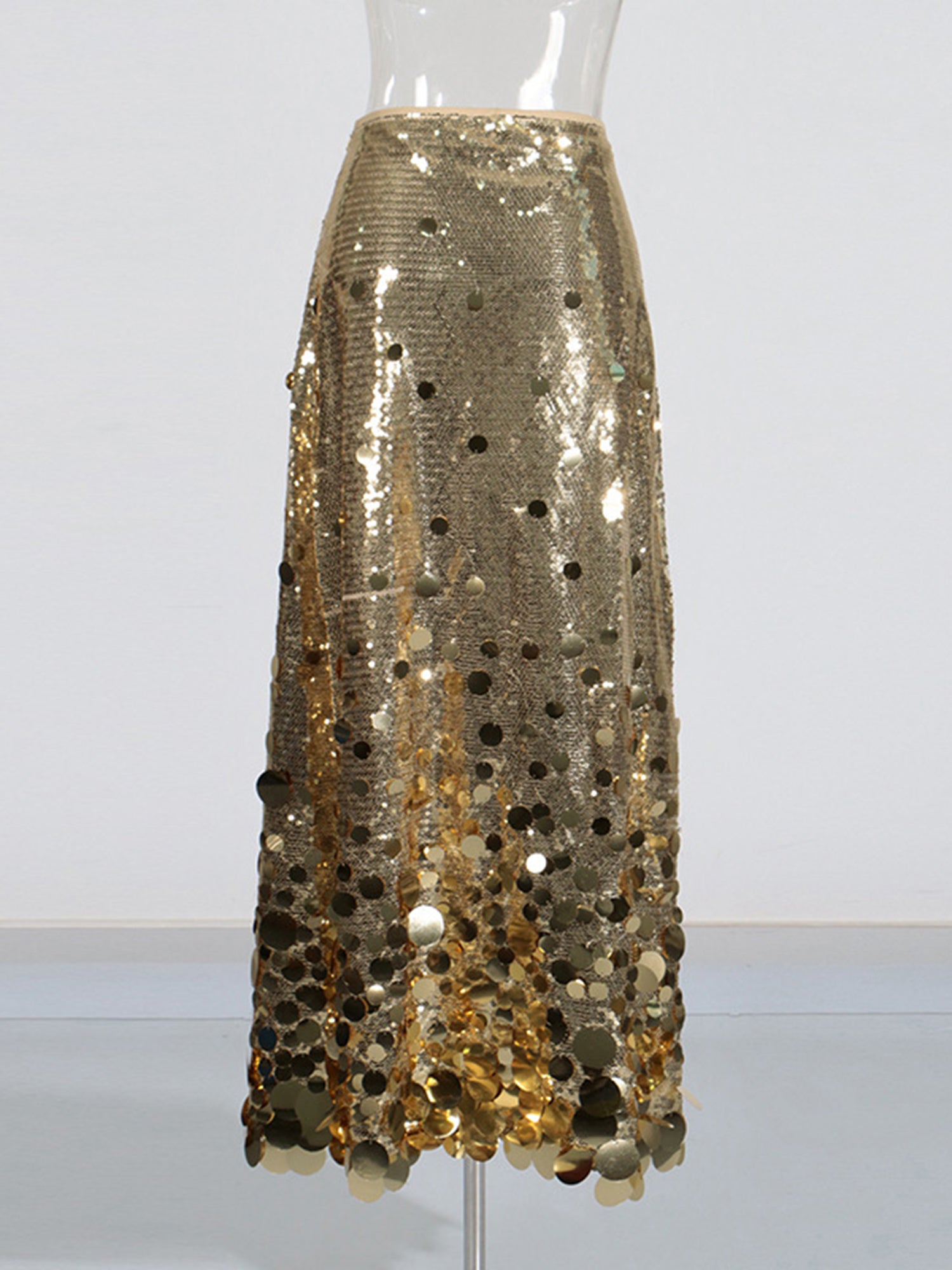 Gold Sequin Maxi Skirt with Glitter - SISPELL