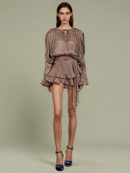 Gorgeous Maroon Tie - Neck Wrap Mini Dress - SISPELL