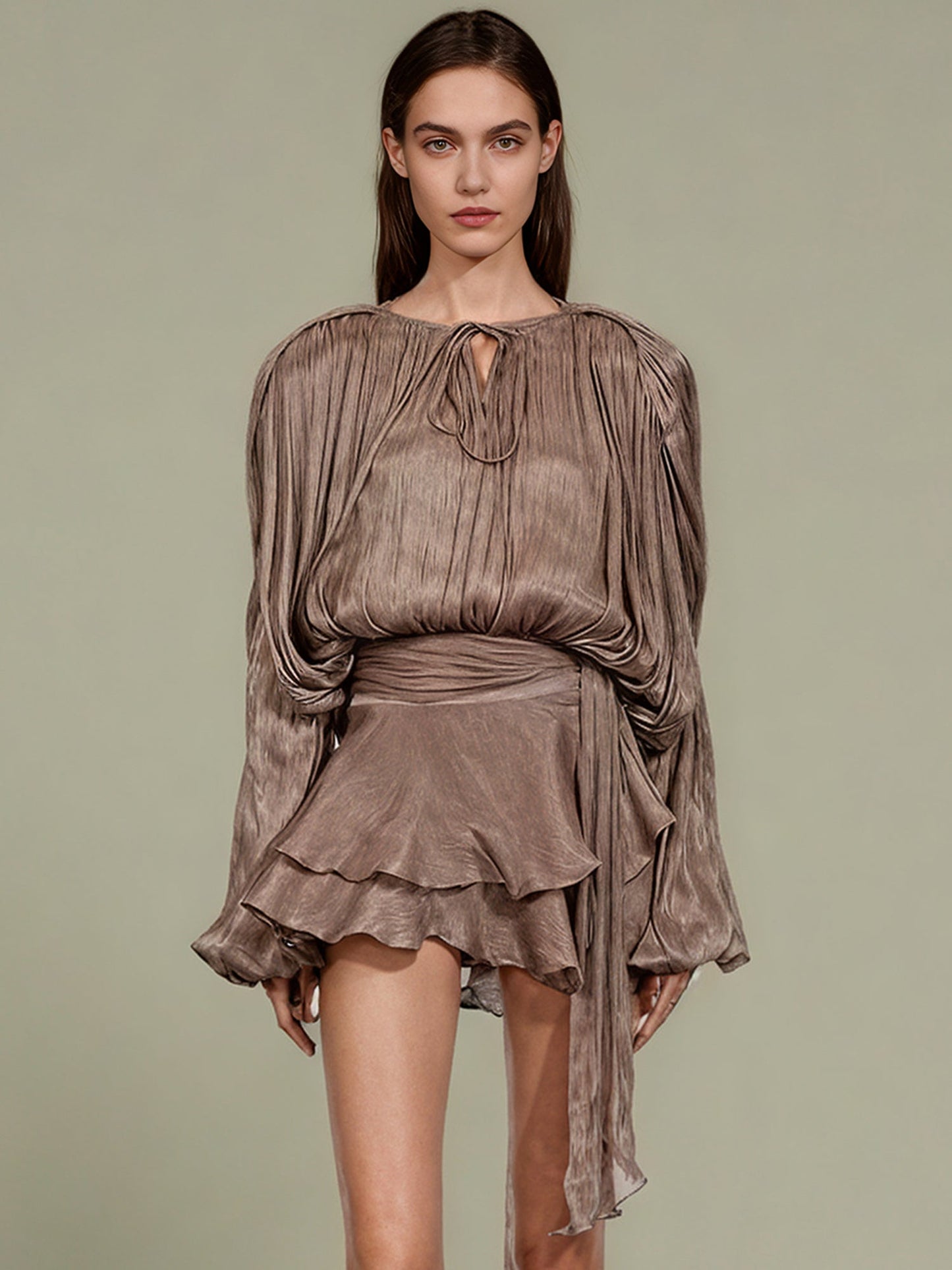 Gorgeous Maroon Tie - Neck Wrap Mini Dress - SISPELL