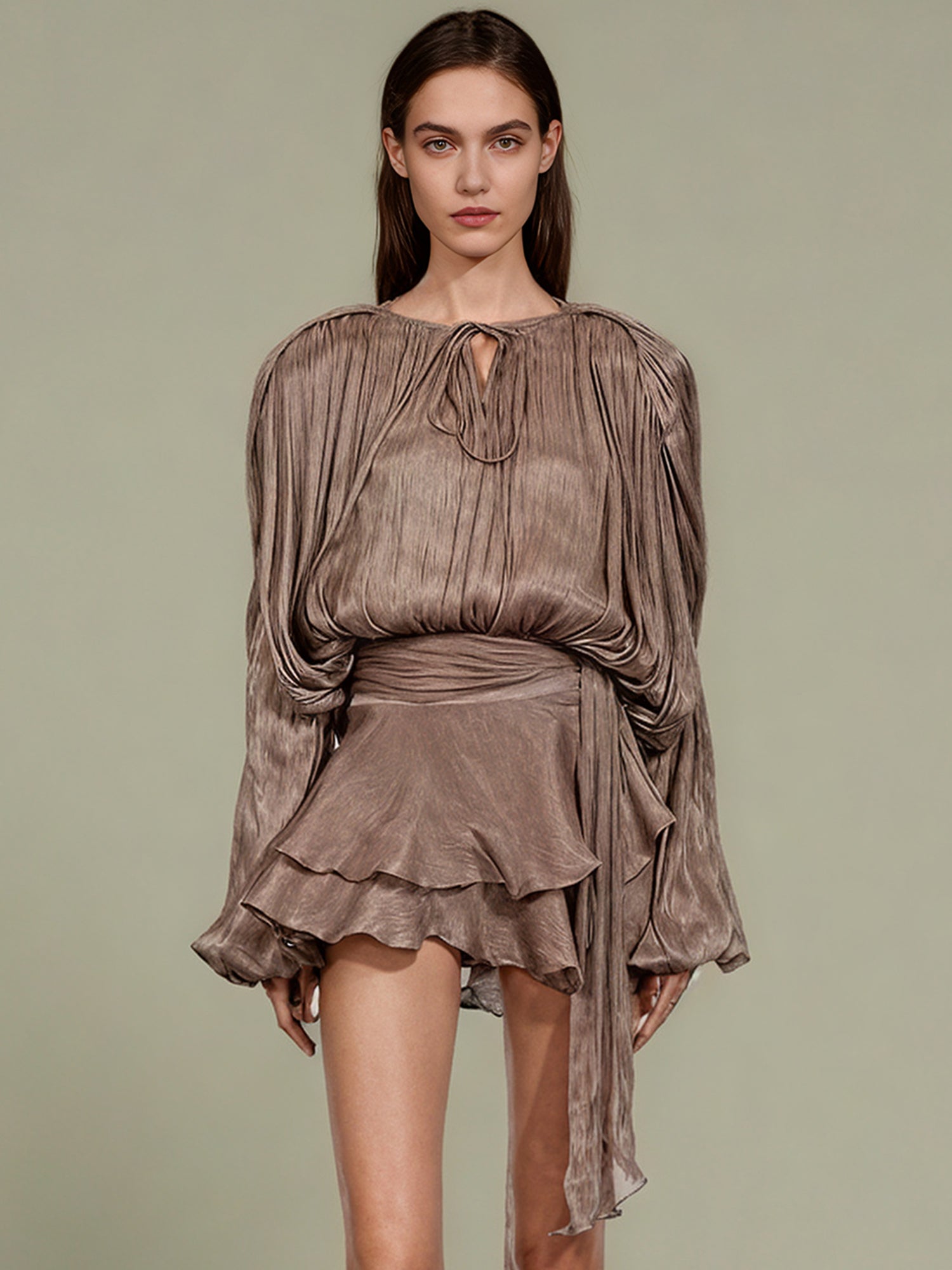 Gorgeous Maroon Tie - Neck Wrap Mini Dress - SISPELL