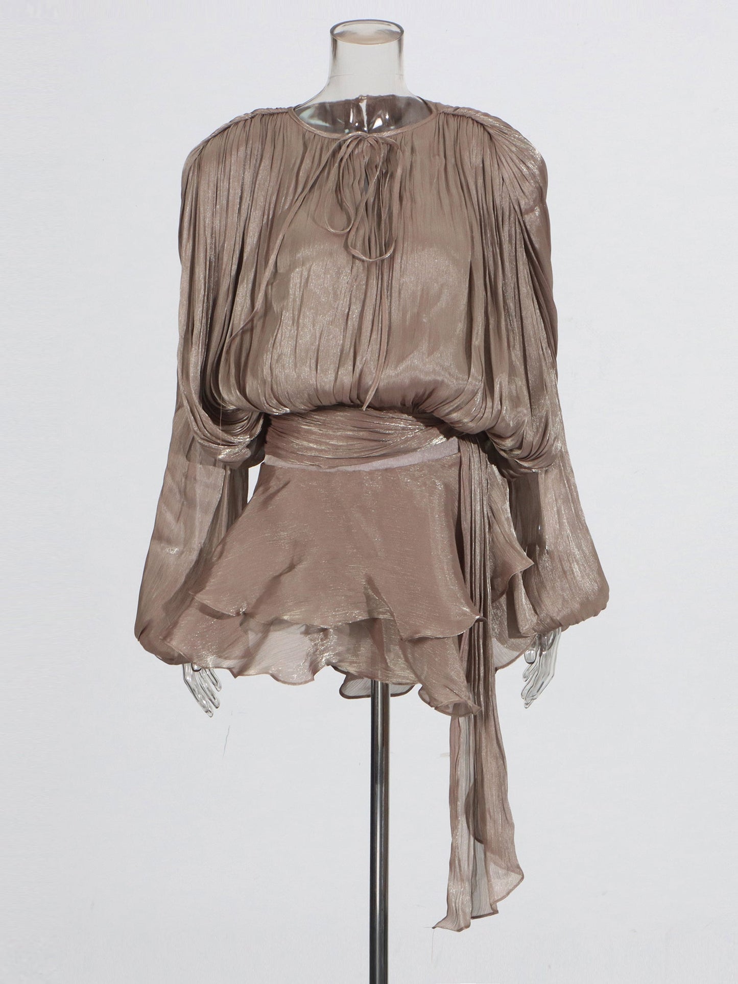 Gorgeous Maroon Tie - Neck Wrap Mini Dress - SISPELL