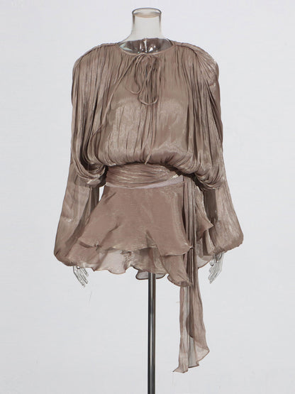 Gorgeous Maroon Tie - Neck Wrap Mini Dress - SISPELL