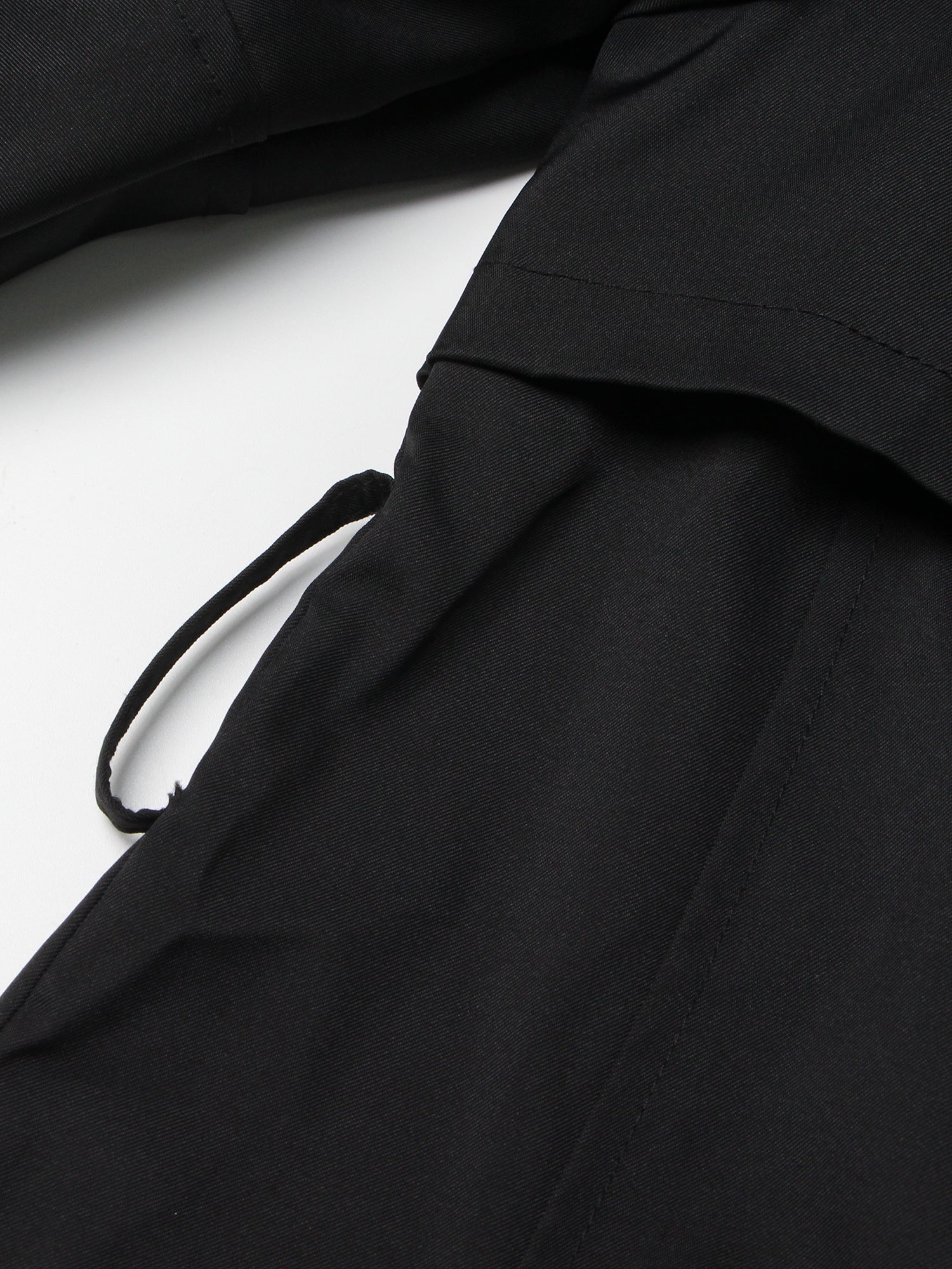 Gothic - Chic Black Ruffled Trench Coat with Belt - SISPELL