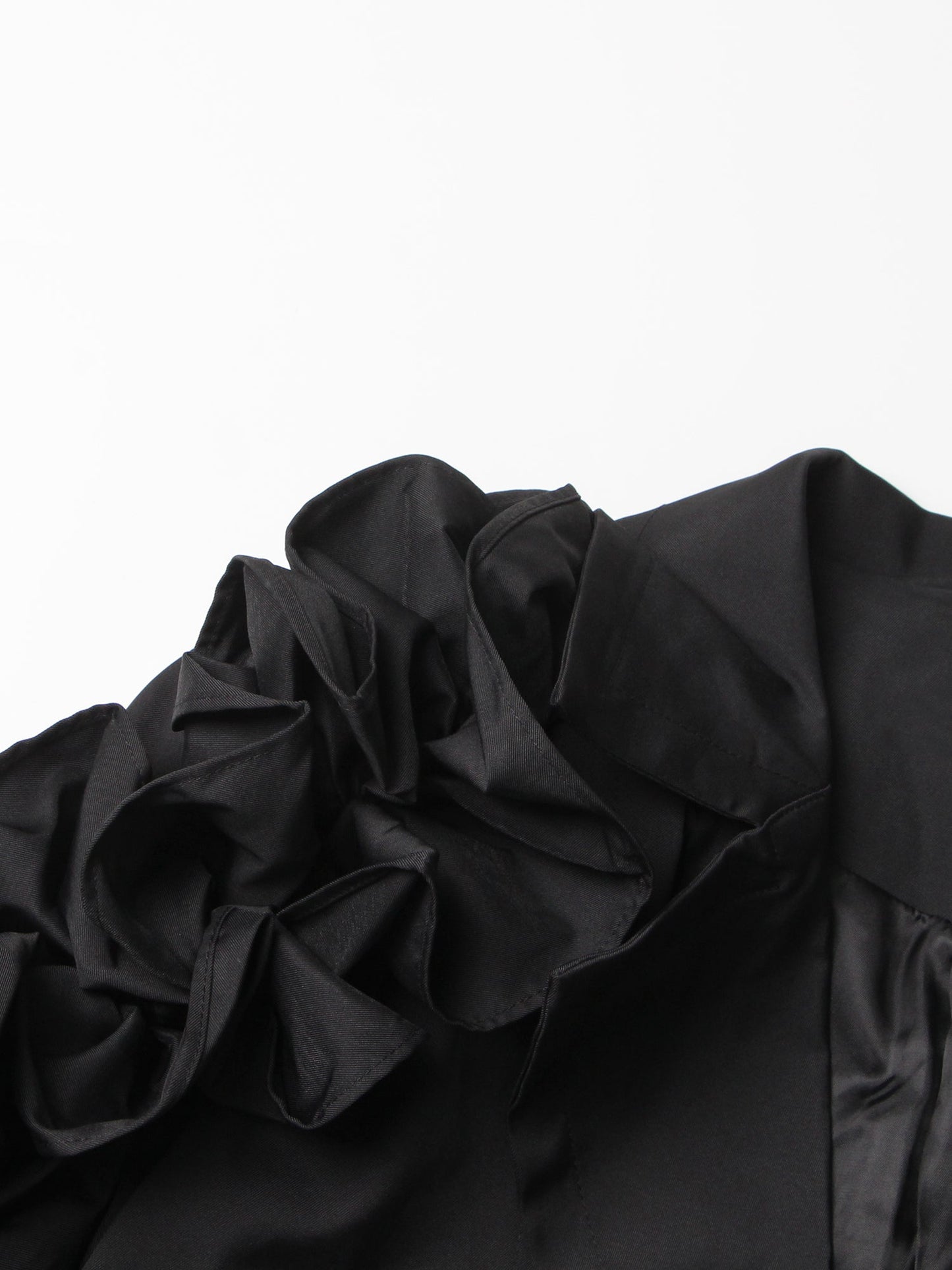 Gothic - Chic Black Ruffled Trench Coat with Belt - SISPELL