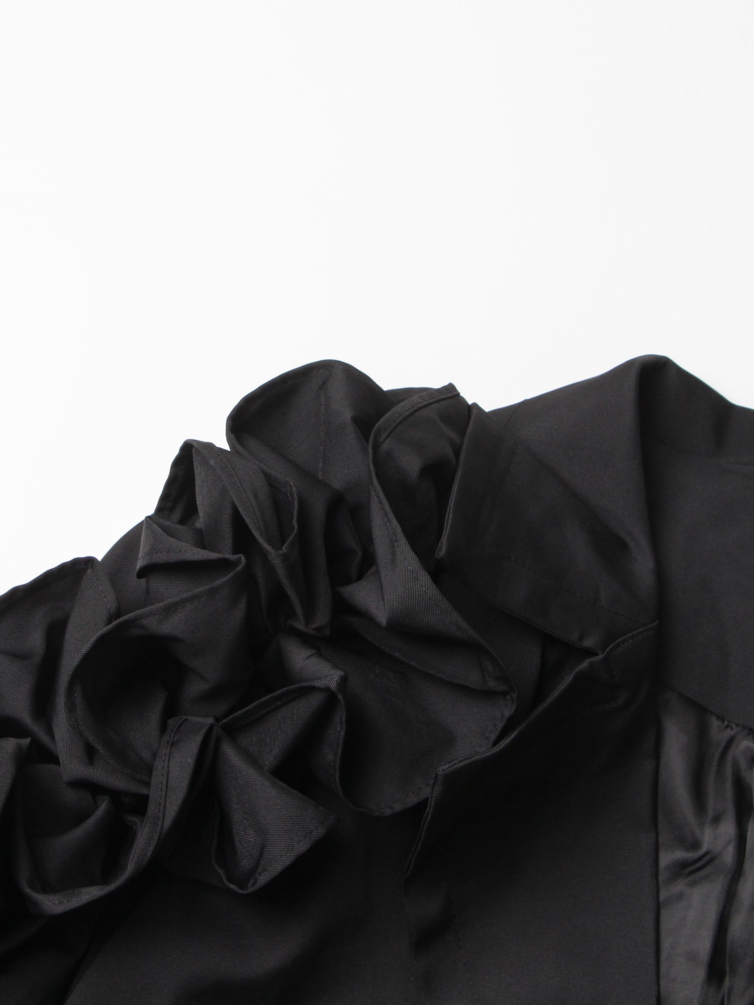 Gothic - Chic Black Ruffled Trench Coat with Belt - SISPELL