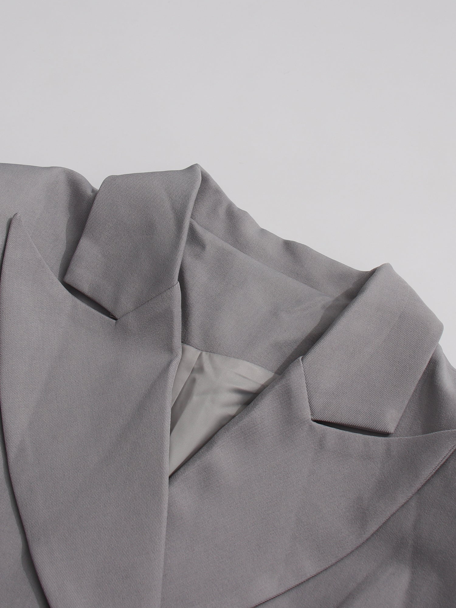 Gray Asymmetric Ruched Blazer with Lapel Collar - SISPELL