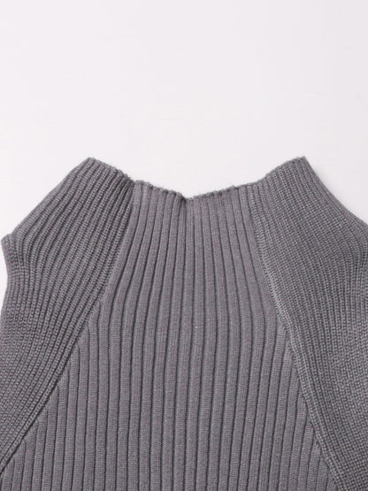 Gray Knit Cutout Knot Bodycon Mini Dress - SISPELL