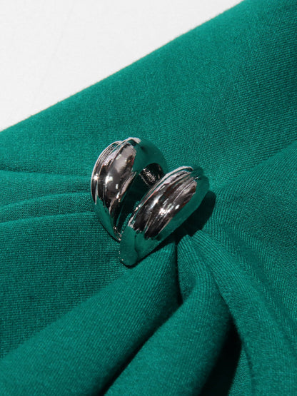 Green Asymmetric Hem Dress with Side Ring Details - SISPELL