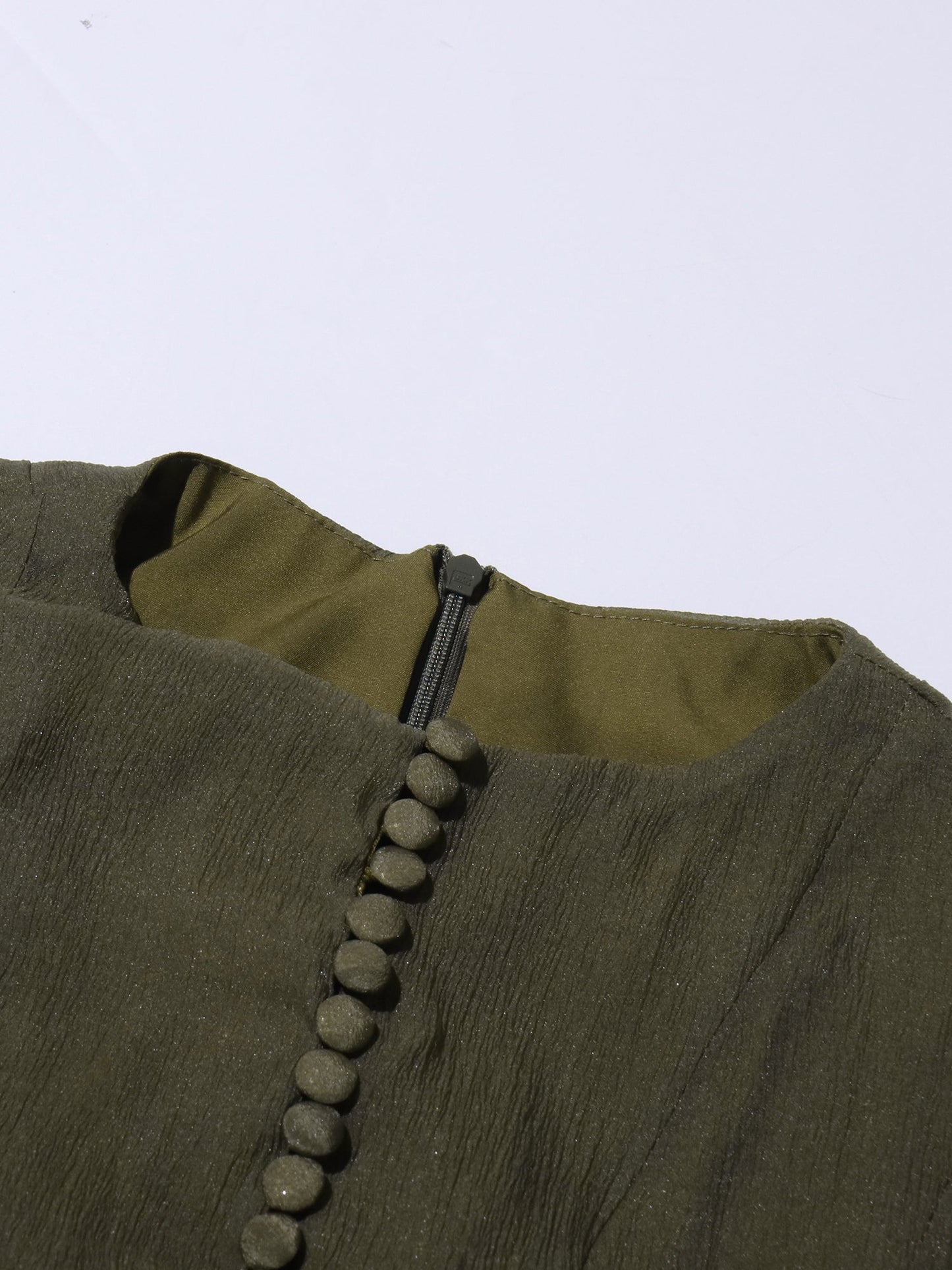 Green Bell Sleeve Ruffled Long Dress with Button Front - SISPELL